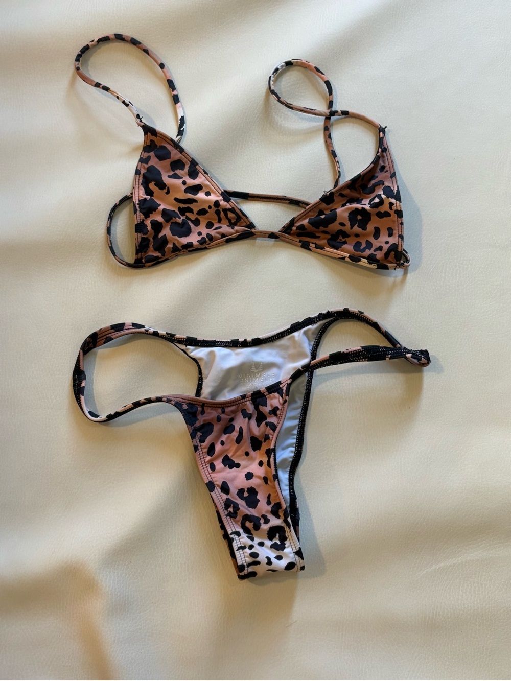 Minimale Animale Leopard-Print Triangle Bikini — Brown & Black